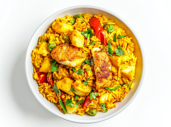 Kokos Curry Rijst met Witvis - recept van The Spice Club