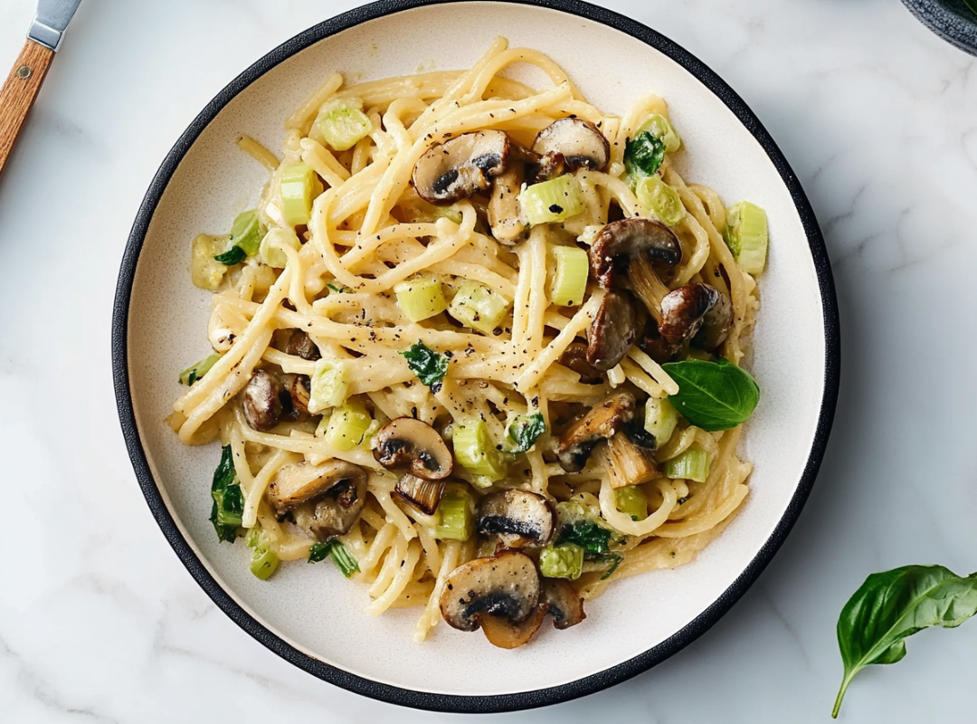 Miso Pasta met Prei & Champignons - recept van The Spice Club