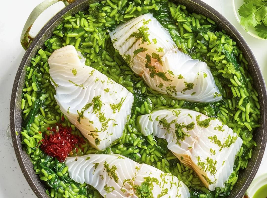Kabeljauw met Groene Spinazie Kokos Rijst - recept van The Spice Club