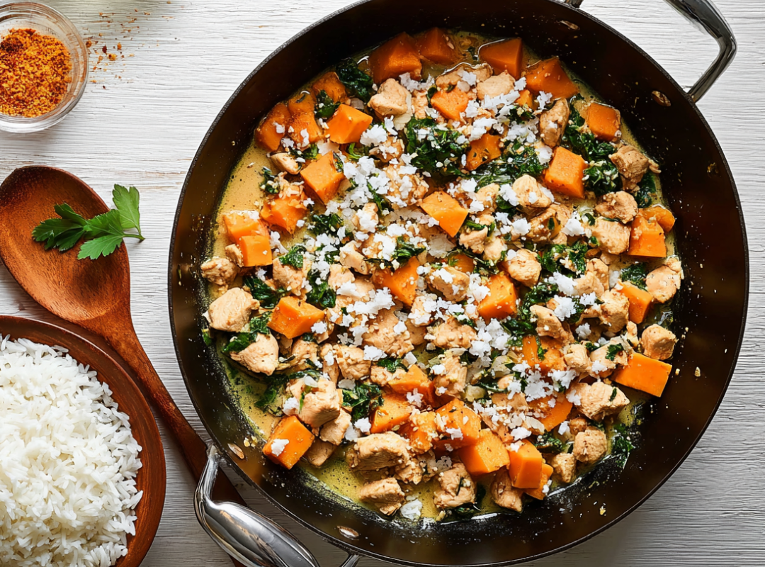 Kokos Kip Curry met Zoete Aardappel - recept van The Spice Club