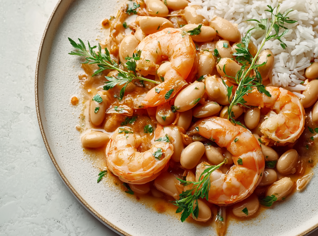Garnalen met Gestoofde Cannellinibonen - recept van The Spice Club