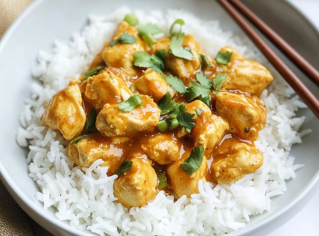 Honing Curry Kip met Kokos Rijst