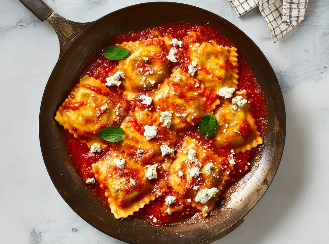 Ravioli met Romige Geroosterde Paprikasaus