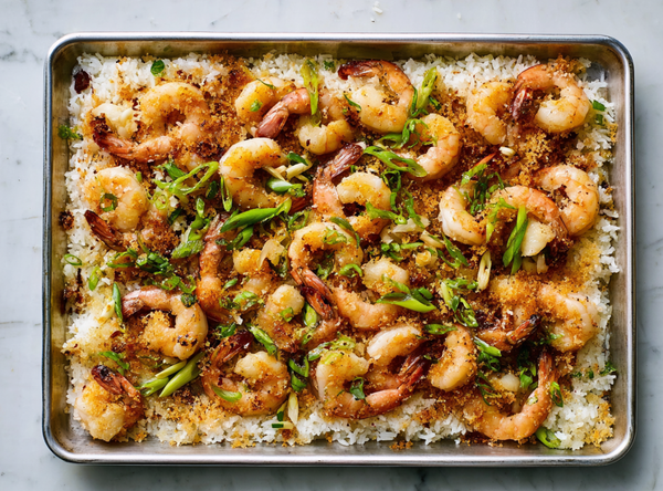 Crispy Rijst Ovenschaal met Thaise Garnalen - recept van The Spice Club
