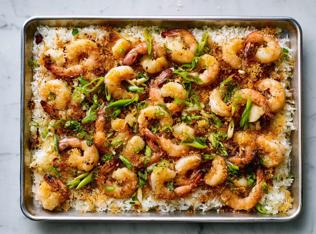 Crispy Rijst Ovenschaal met Thaise Garnalen - recept van The Spice Club