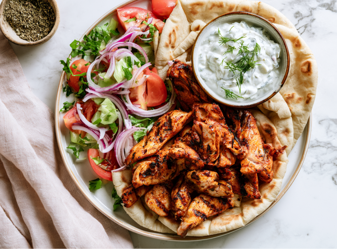 Kip gyros met pita en tzatziki