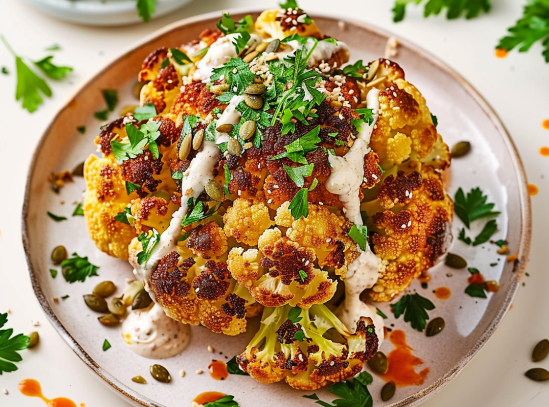 Geroosterde Bloemkool met frisse yoghurt Dressing (Keto-Friendly) - recept van The Spice Club