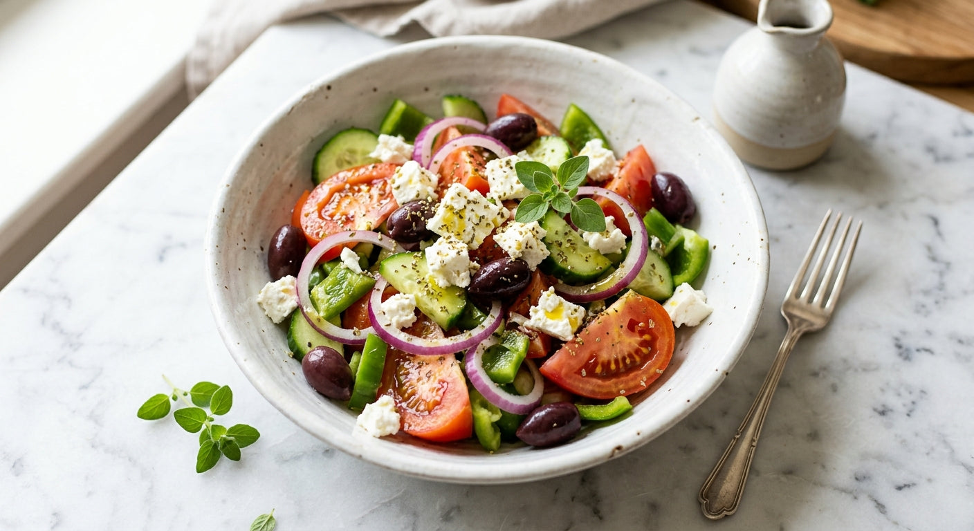 Authentieke Griekse Salade met Oregano en Feta