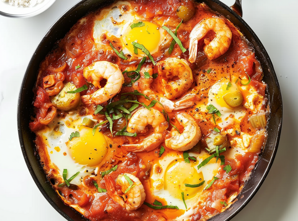 Shakshuka met garnalen - recept van The Spice Club