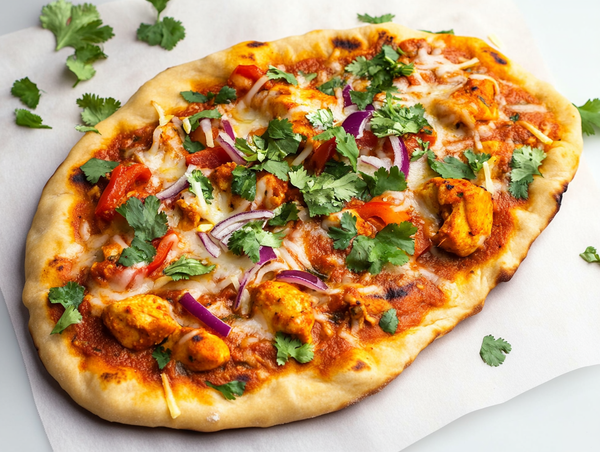 Tikka Masala Naan-pizza met kip - recept van The Spice Club