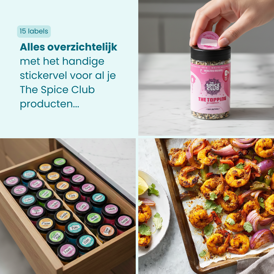 The Spice Club Stickervel · 15 Labels