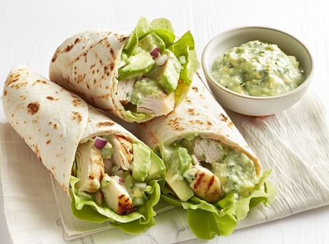 Chicken Wraps with Avocado & Yogurt Sauce