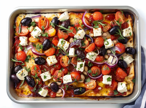 Greek baking sheet with chicken and vegetables