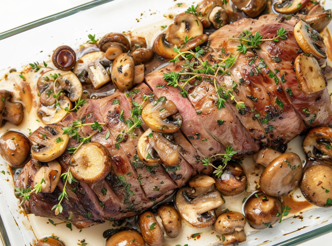 Varkenshaas met Champignons en Sesam-Koriandersaus