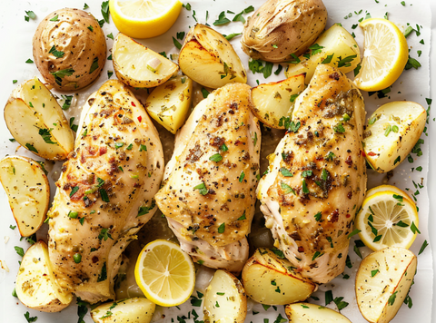 Greek chicken with lime potatoes (for the freezer)