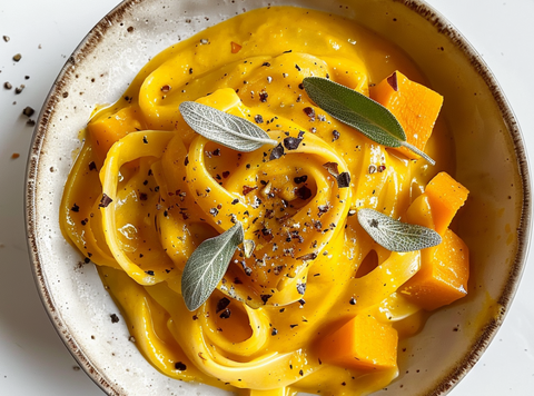 Cremige Kürbiskasta mit Salbei Butter