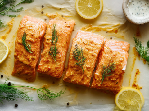 Marinierter Lachs mit Zitronen -Couscous
