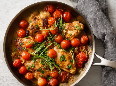 Dijon Chicken with Tomatoes and Spring Onions