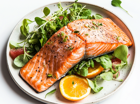 Baked salmon with citrus orange salad