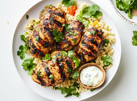 Za'atar chicken with garlic yogurt & coriander