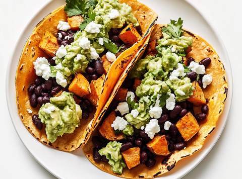 Süßkartoffel -Tacos mit Ziegenkäse