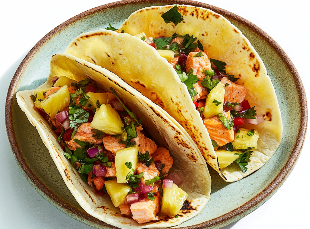 Zalm taco's met ananas salsa