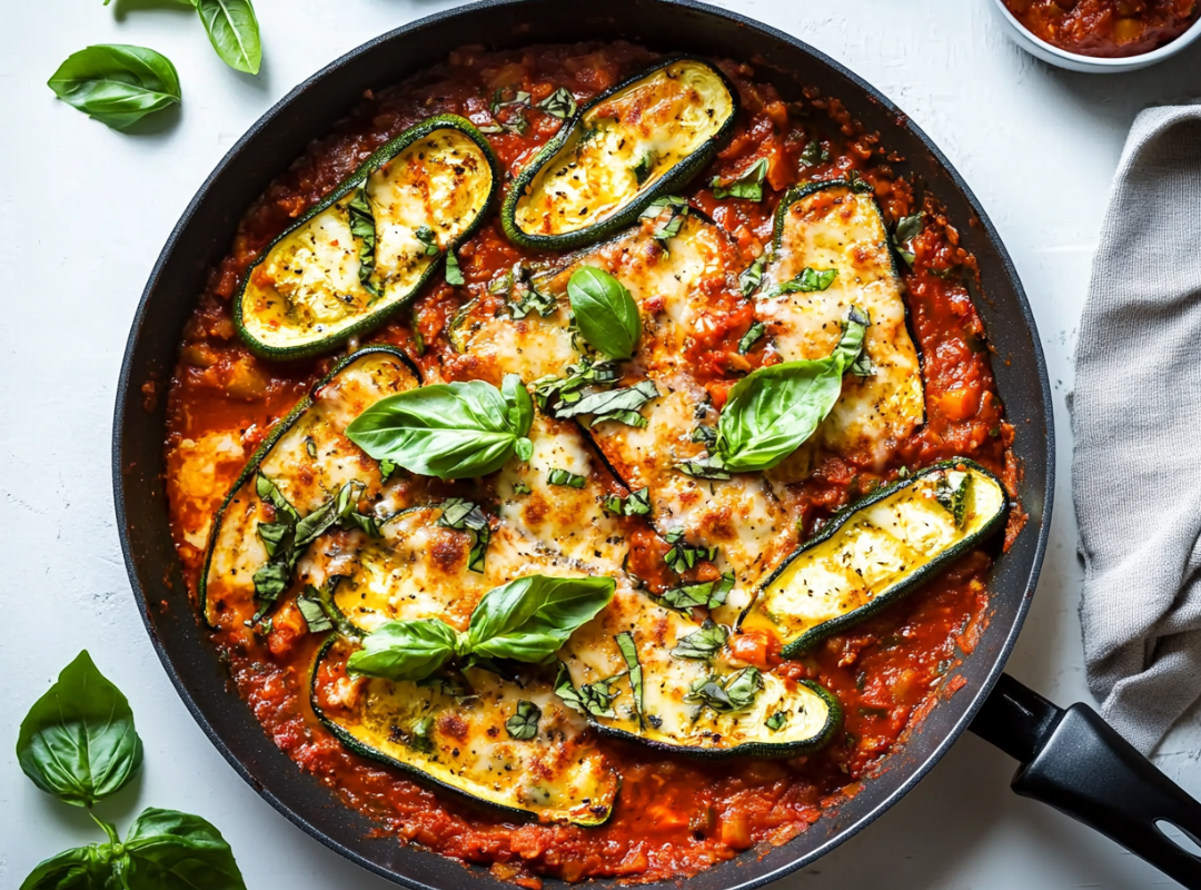 Courgette-bootjes in tomaten saus