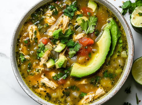 Green chili soup with chicken