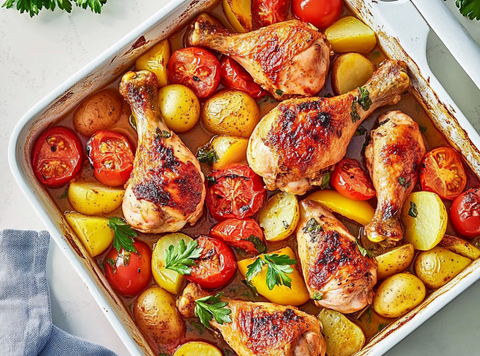 Piri Piri Chicken with potatoes and tomato