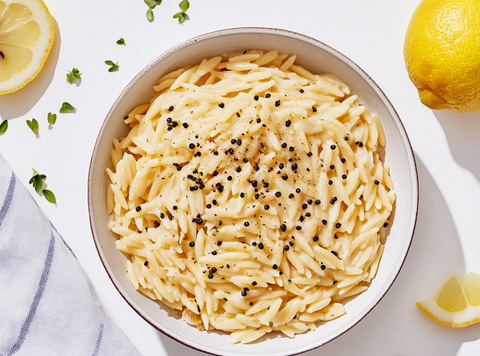 Creamy Garlic Pepper Orzo with Lime