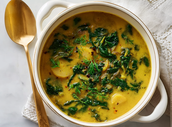 Green Goddess Soep met Prei & Aardappel - recept van The Spice Club