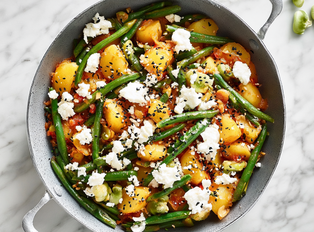 Griekse Aardappelstoof met Sperziebonen