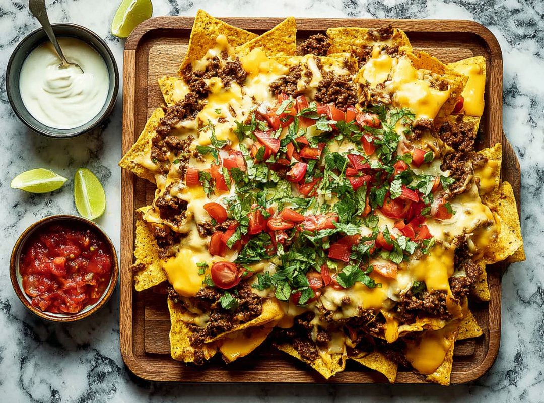 Cheesy beef nachos uit de oven