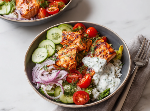 Mediterrane Zalm Gyros Bowl - recept van The Spice Club