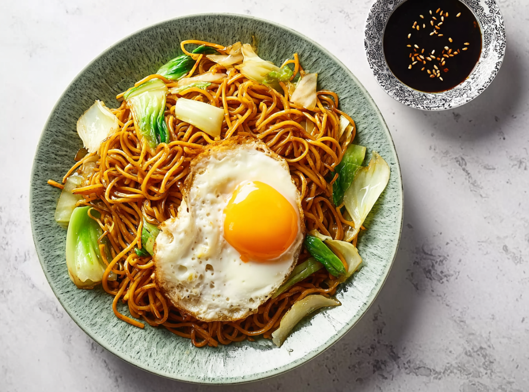 Snelle Soja Noedels met Kool en Spiegelei