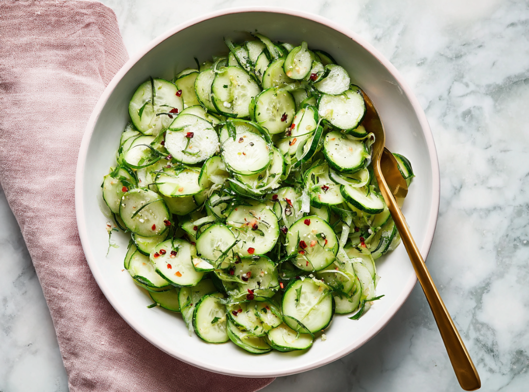 Komkommer salade met gember en limoen