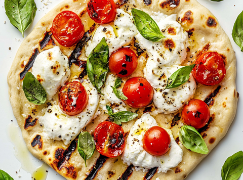 Fladenbrot mit Tomaten & Burrata