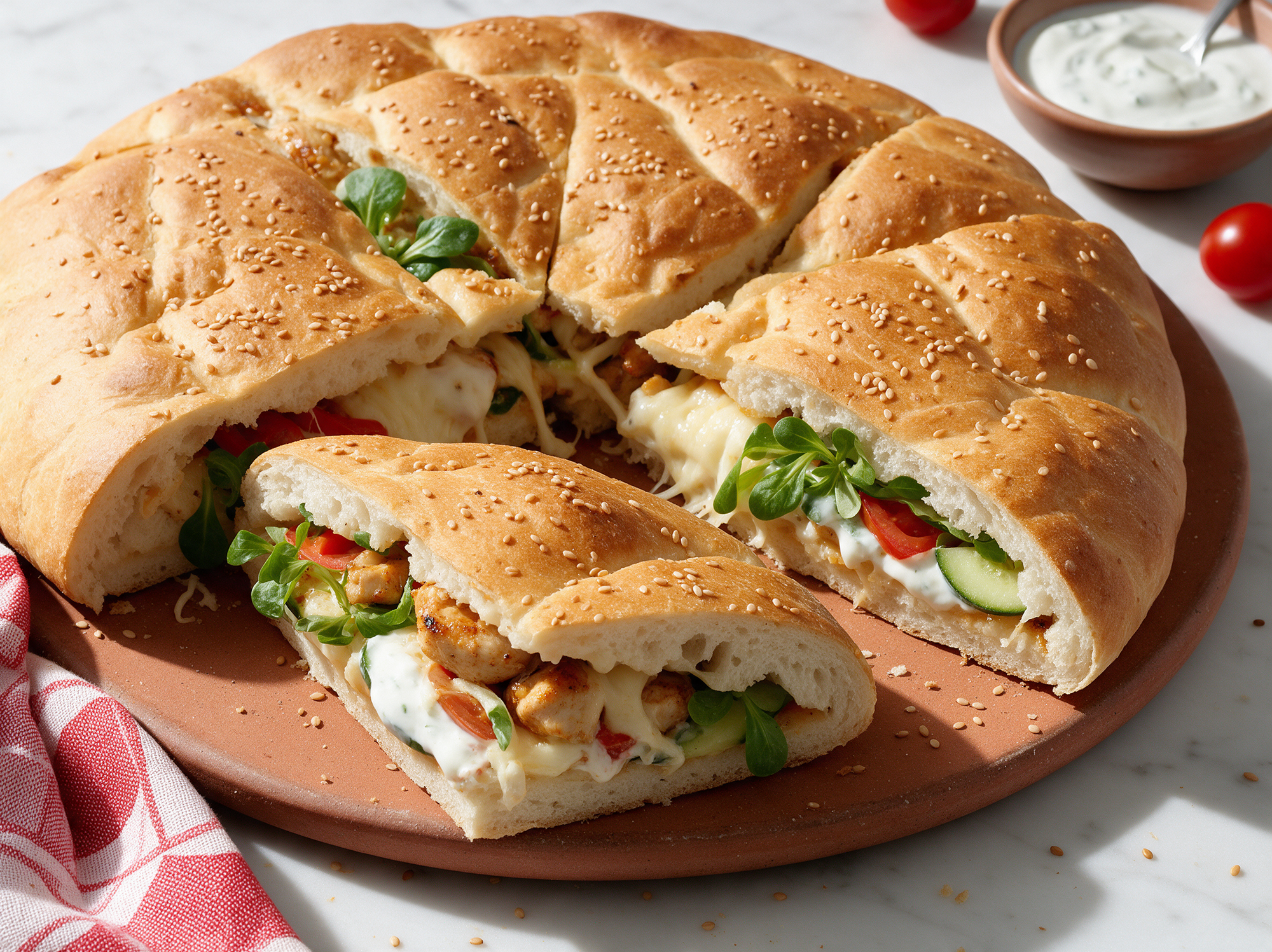 Gevuld Turks Brood met Kip en Knoflooksaus