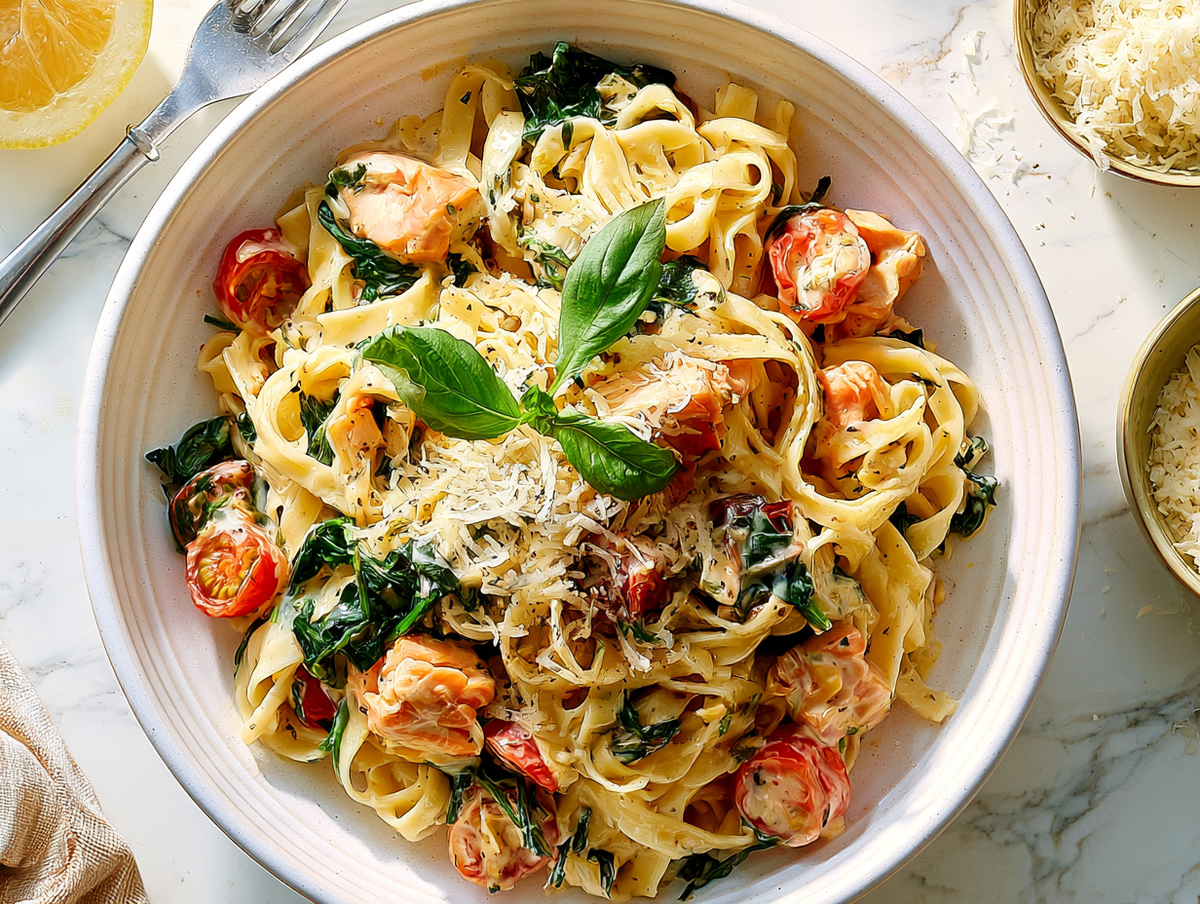 Romige Pasta met Zalm en Spinazie
