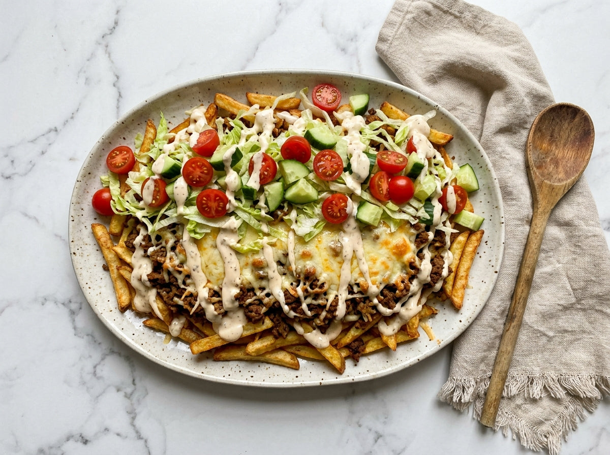 Kapsalon Deluxe met Shoarma en Verse Groenten