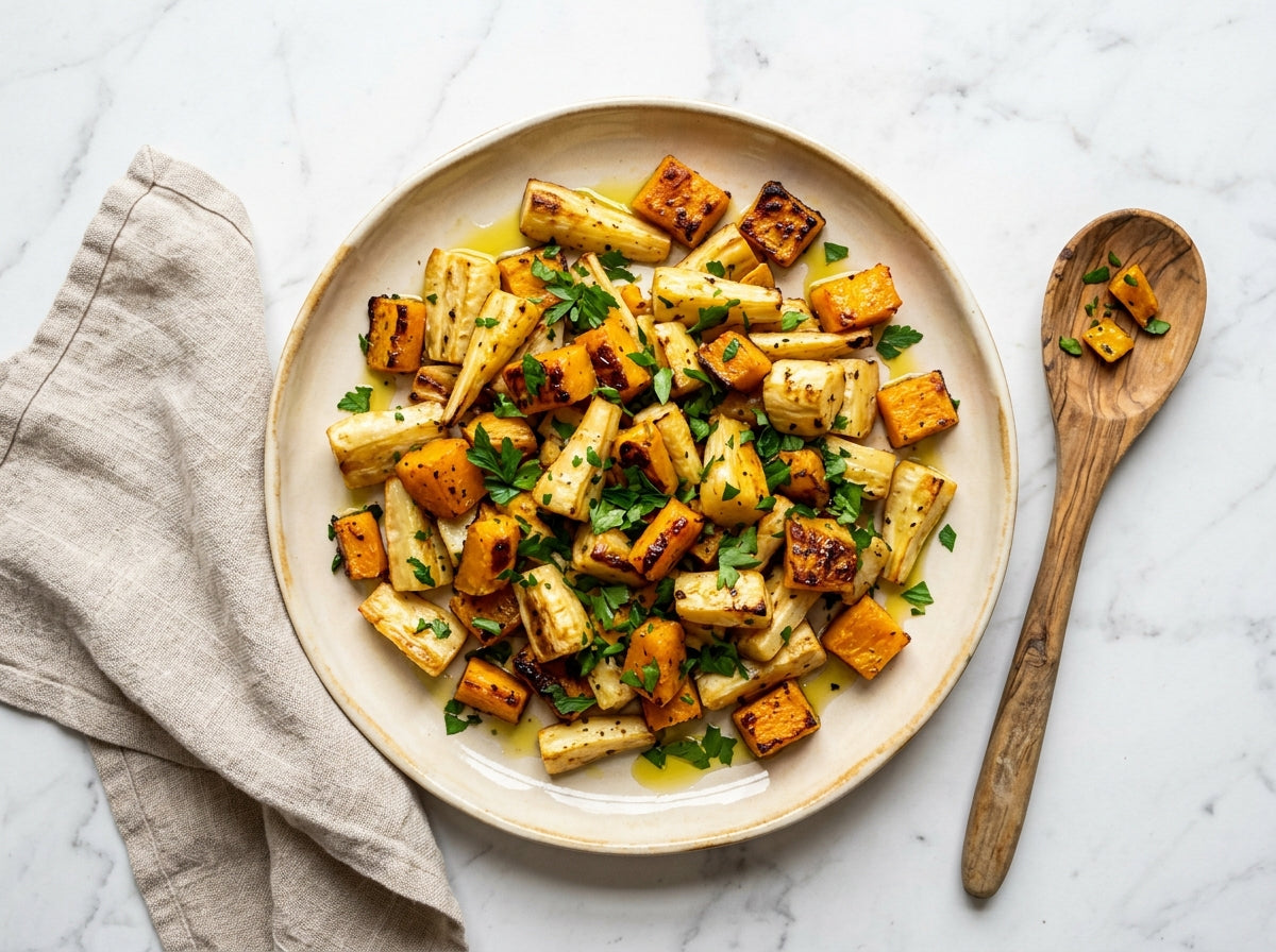 Krokante Pastinaak en Pompoen uit de Oven