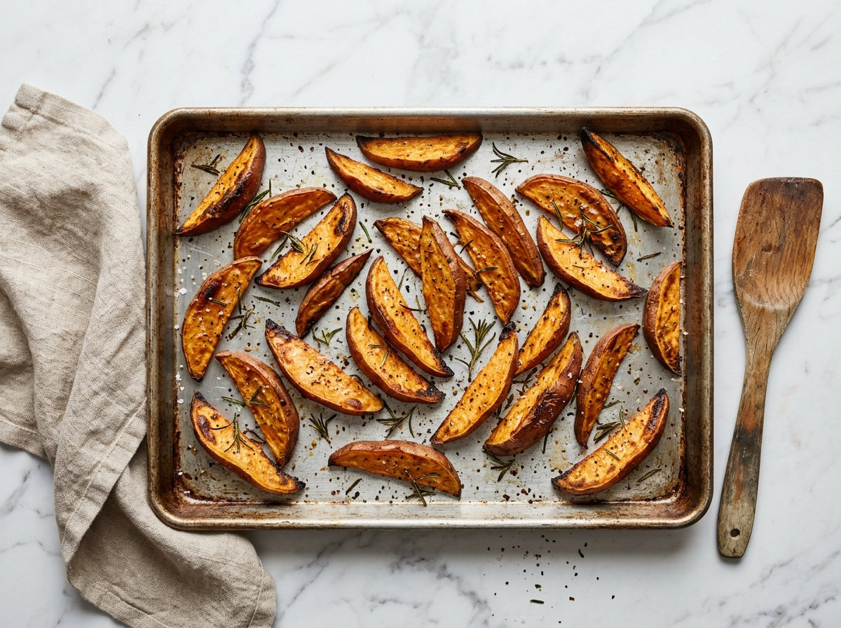 Krokante Zoete Aardappel uit de Oven met Kruidenolie