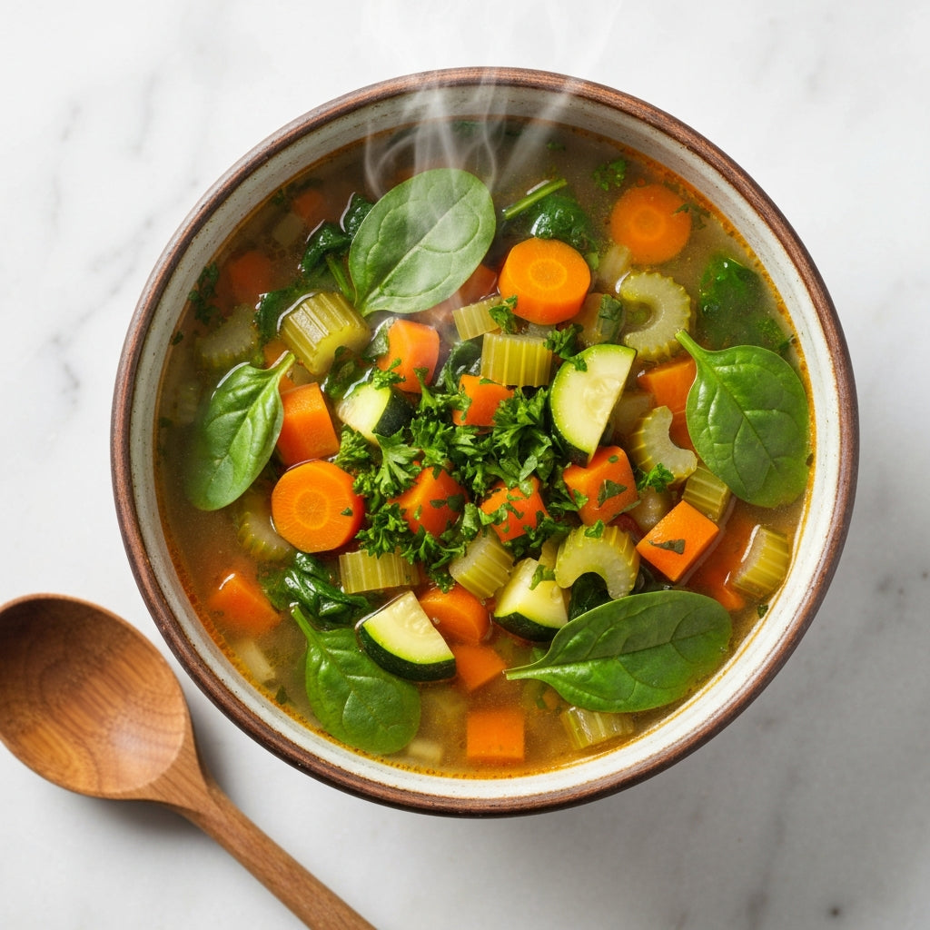 Zelfgemaakte groentesoep zonder pakjes of zout