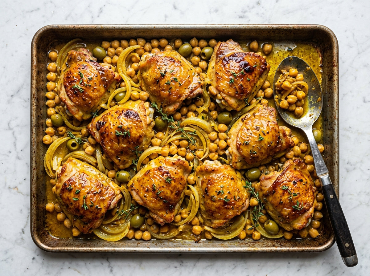 Marokkaanse abrikozenkip uit de oven met Ras El Hanout