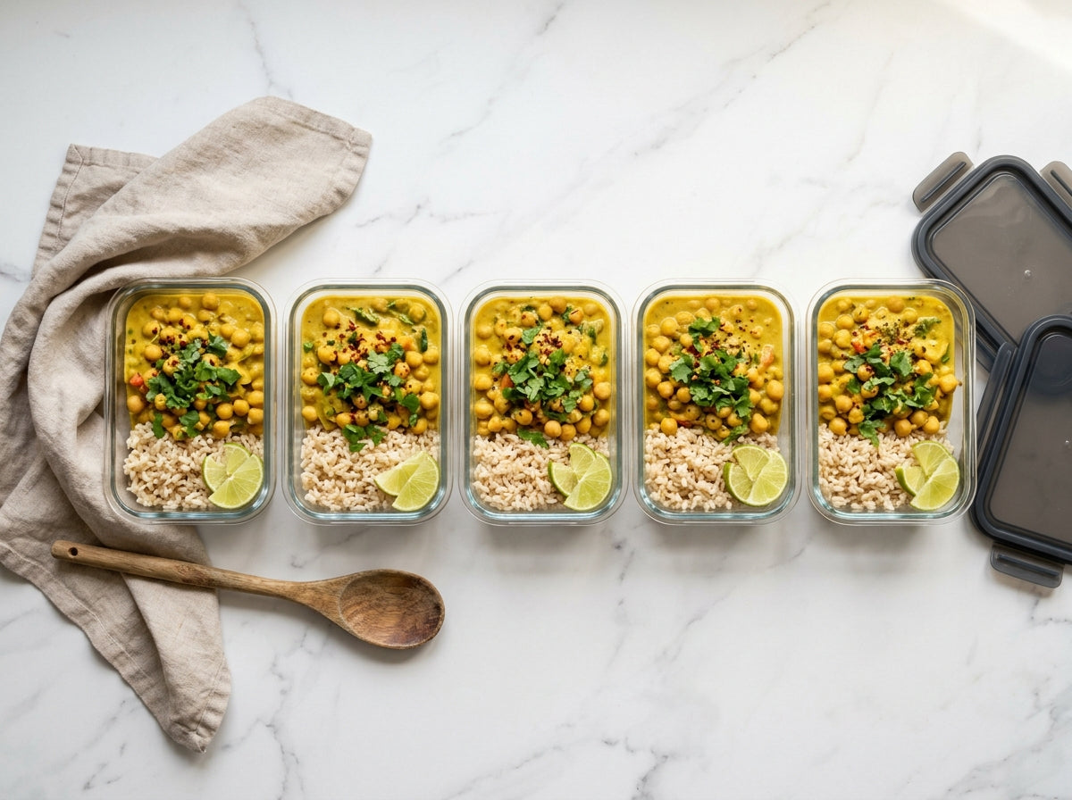 Mealprep Curry voor de Hele Week — 5 Porties in 45 Minuten - recept van The Spice Club