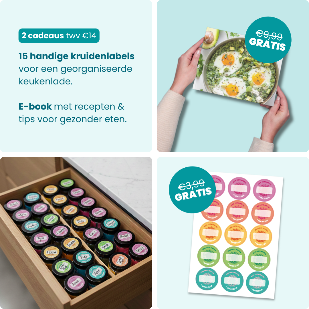 Twee cadeaus: kruidenlabels en een e-book met recepten