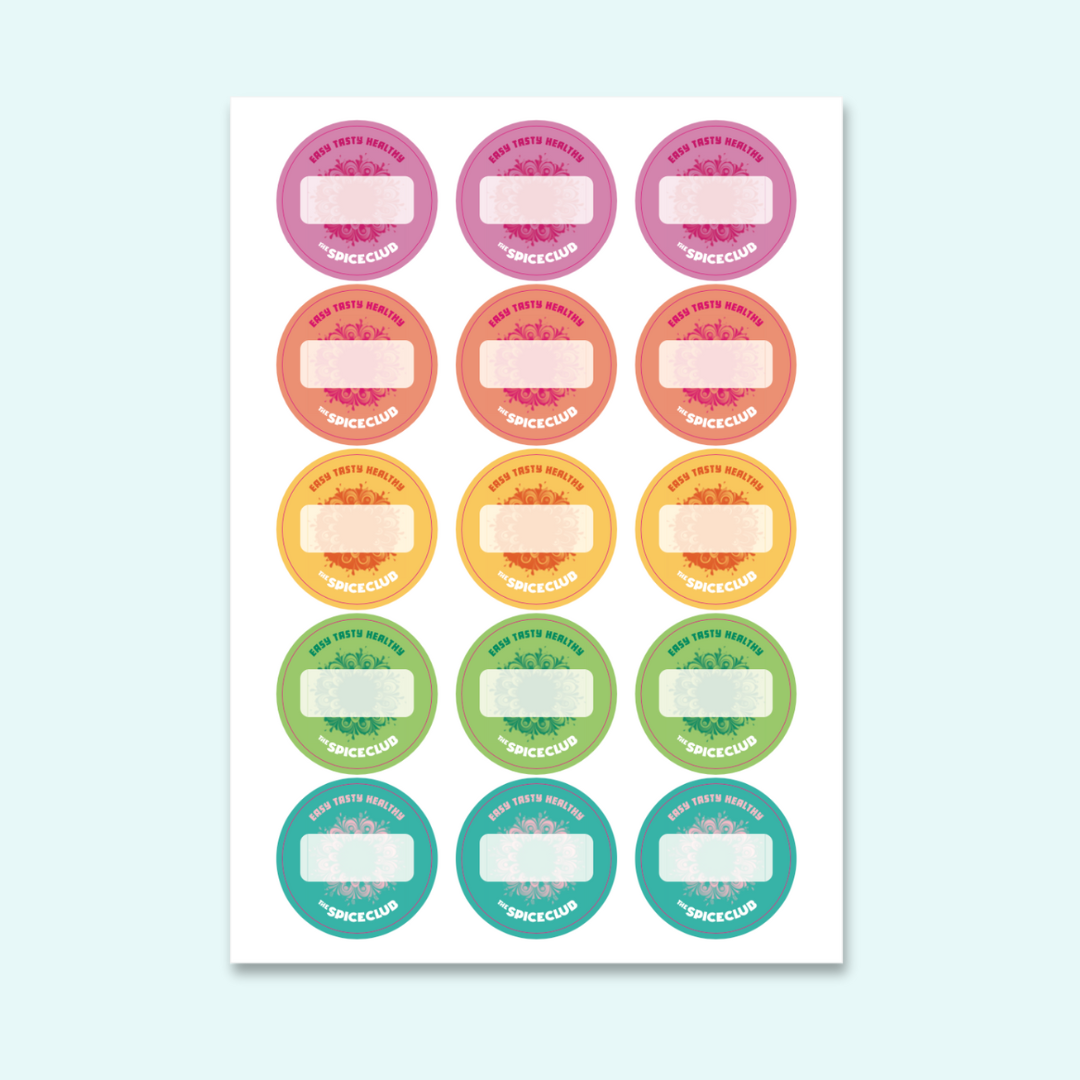 The Spice Club Stickervel · 15 Labels